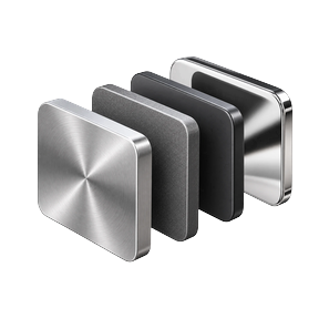 Four machined plates showing different surface finishes.