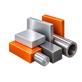 Machined metal stock in plate, bar, round and tube.